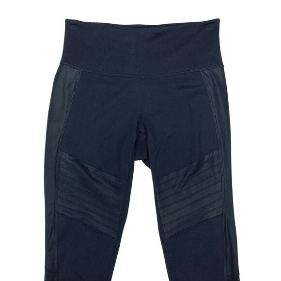 Athleta Leggings Women XS Black Powerful Gleam Hi Rise Mesh Moto Workout Stretch - Picture 3 of 13